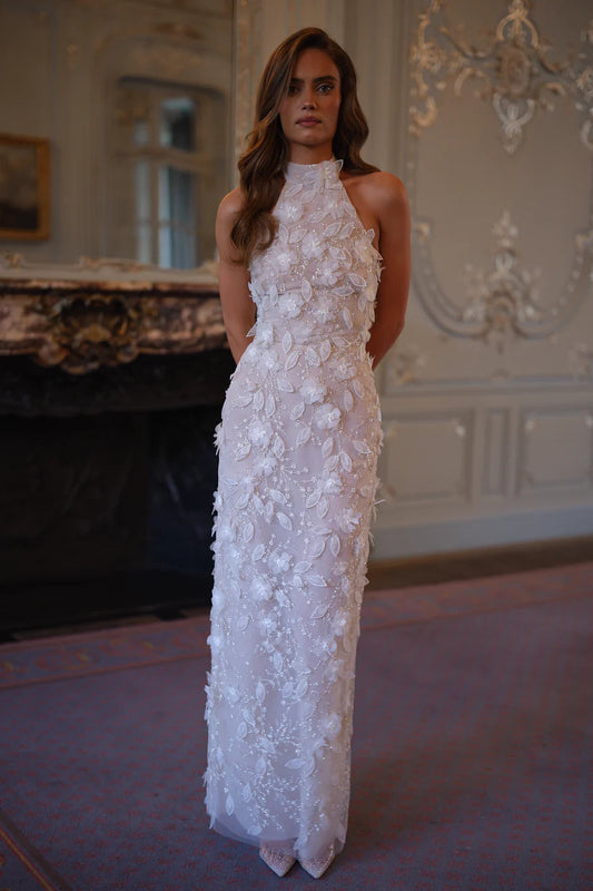 Elowen Halter Dress – Ivory Mist